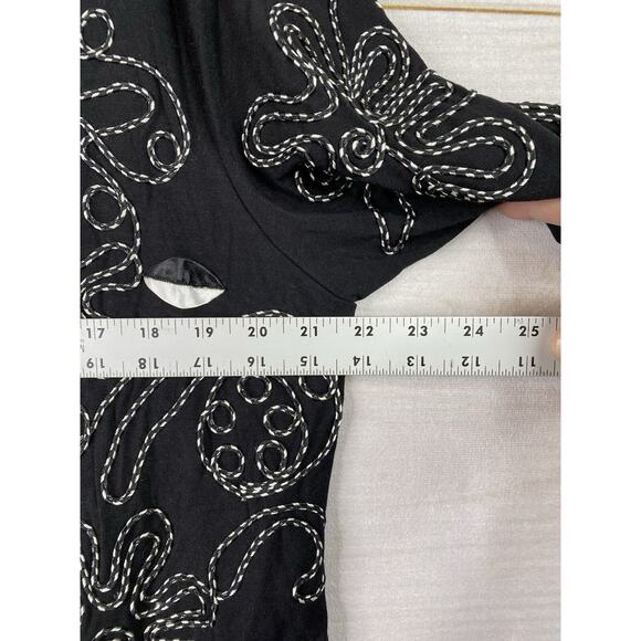 Lauren Michelle Cardigan Womens XL Black Embroidered Open Front Duster Jacket - Picture 7 of 10